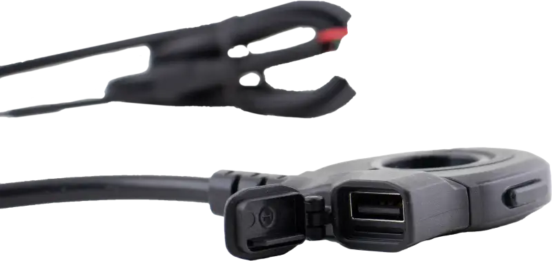 Black multi-port USB hub with clamp and thumb switch for KB011100 Thumb Switch W/ Type A Charger