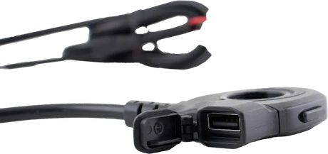 Black multi-port USB hub with clamp and thumb switch for KB011100 Thumb Switch W/ Type A Charger