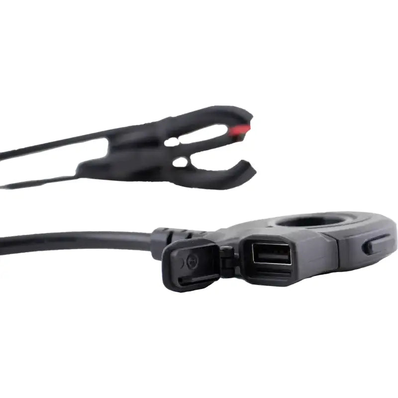 Black multi-port USB hub with clamp and thumb switch for KB011100 Thumb Switch W/ Type A Charger