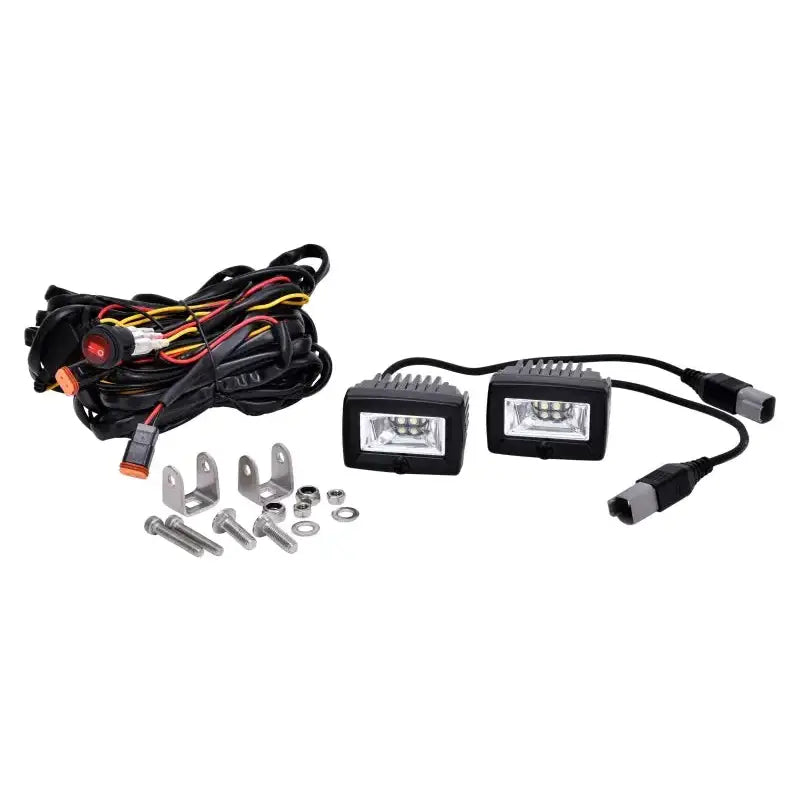 KC HiLiTES C-Series 2in. C2 LED Light 20w Area Flood Beam (Pair Pack System) - Black - 328