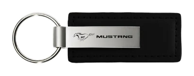 KC1540.MUS Auto Gold Mustang Black Leather Key - Chain