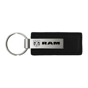 KC1540.RAM Auto Gold Ram Black Leather Key Fob - Chain