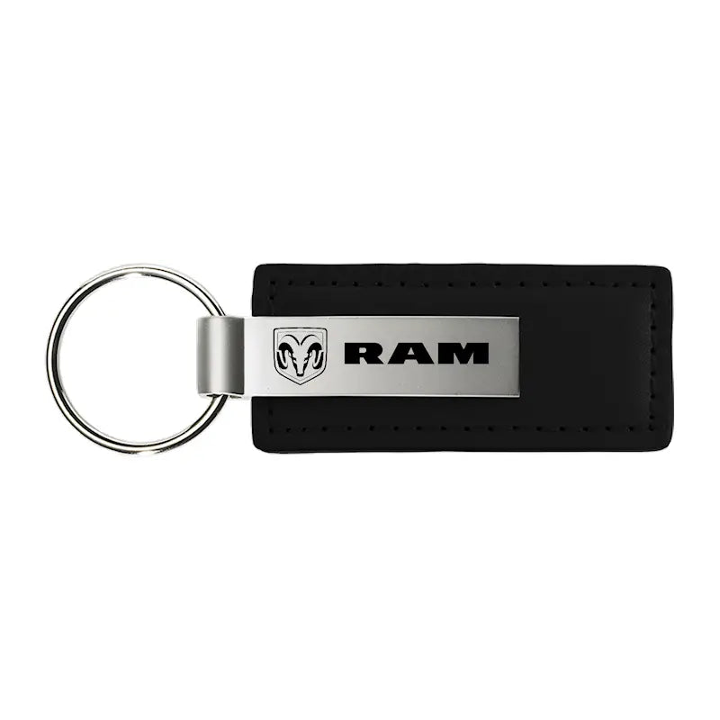 KC1540.RAM Auto Gold Ram Black Leather Key Fob - Chain