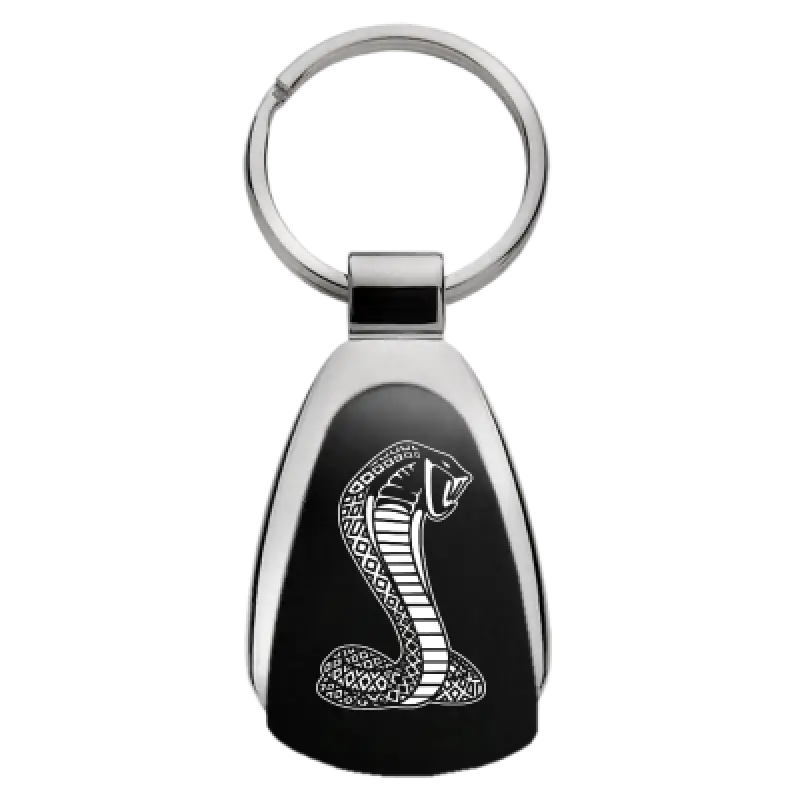 Cobra emblem keychain on KCK.COB Auto Gold Cobra Blk Teardrop Key Fob for car keys