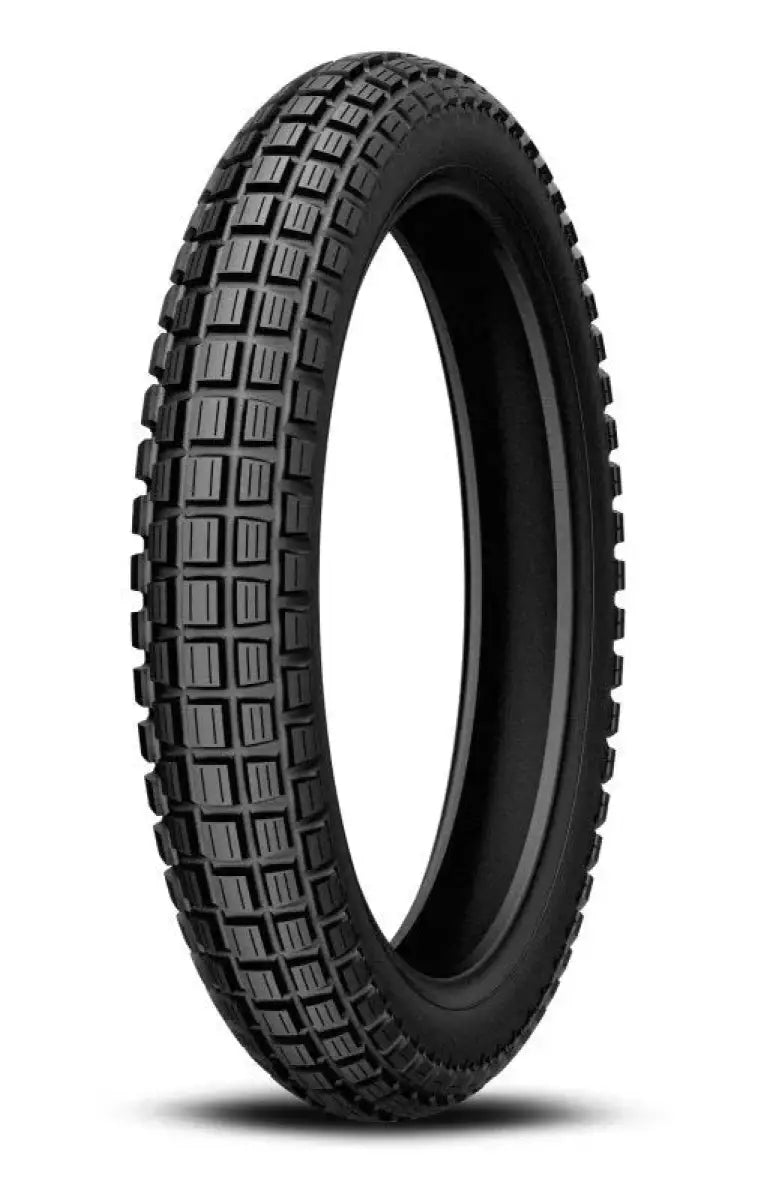 Black motorcycle tire with blocky tread for Kenda K262 Small or Small Block bikes
