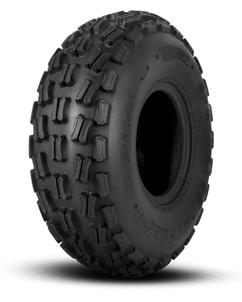 Black ATV tire with aggressive knobby tread pattern for Kenda K300 Dominator rear use