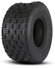 Black Kenda K300 Dominator rear tire with aggressive off-road tread pattern