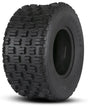 Black Kenda K300 Dominator rear tire with off-road knobby tread pattern for traction