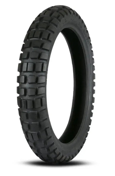 Black motorcycle tire with knobby tread for Kenda K784 Big Block Front Tires