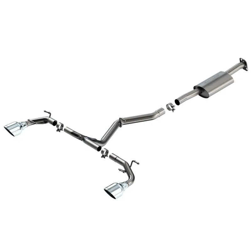 Keystone 140909 Exhaust System Kit T-304 Stainless Steel; With Muffler; 2-1/2 Inch Pipe Diameter; Single Exhaust With Dual Exit; Single Split Rear Exit; 5 Inch Chrome On T-304 Stainless Steel Tips