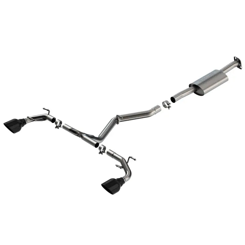 Keystone 140909BC Exhaust System Kit T-304 Stainless Steel; With Muffler; 2-1/2 Inch Pipe Diameter; Single Exhaust With Dual Exit; Single Split Rear Exit; 5 Inch Black Chrome On T-304 Stainless Steel Tips