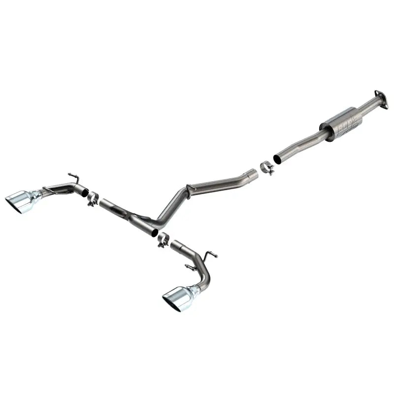 Keystone 140910 Exhaust System Kit T-304 Stainless Steel; With Muffler; 2-1/2 Inch Pipe Diameter; Single Exhaust With Dual Exit; Single Split Rear Exit; 5 Inch Chrome On T-304 Stainless Steel Tips