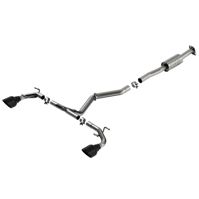 Keystone 140910BC Exhaust System Kit T-304 Stainless Steel; With Muffler; 2-1/2 Inch Pipe Diameter; Single Exhaust With Dual Exit; Single Split Rear Exit; 5 Inch Black Chrome On T-304 Stainless Steel Tips