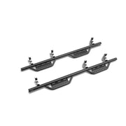 Keystone 519418012 Nerf Bar With Drop Down Steps; 2 Inch Round Bent; Black Textured Powder Coated; Steel; Without End Caps; Rocker Panel Mount
