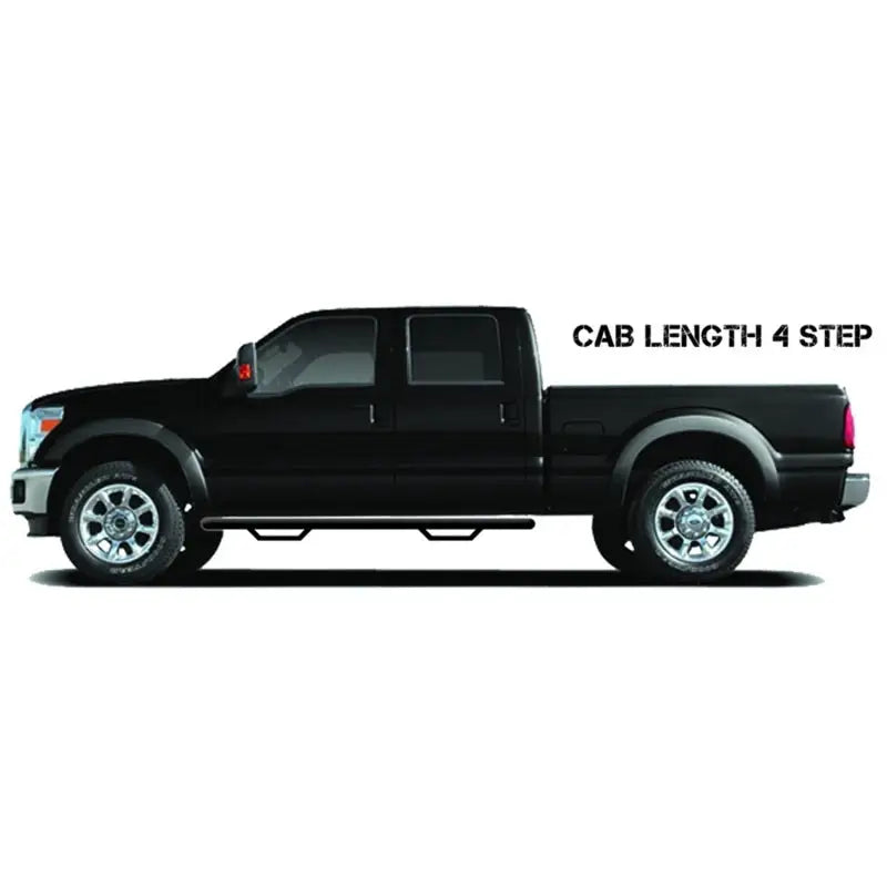 Keystone 519418012 Nerf Bar With Drop Down Steps; 2 Inch Round Bent; Black Textured Powder Coated; Steel; Without End Caps; Rocker Panel Mount