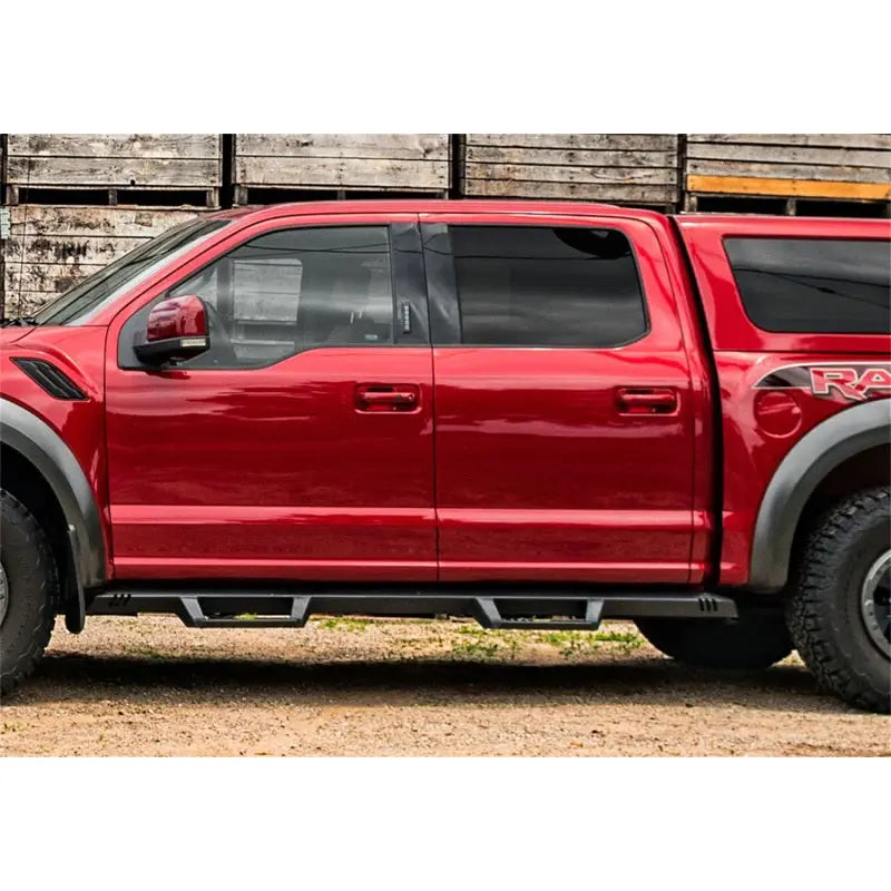 Keystone EXJ194T-TX Nerf Bar With Drop Down Steps; Angular Style Straight; Textured Powder Coated Black; Steel; Without End Caps; Rocker Panel Mount