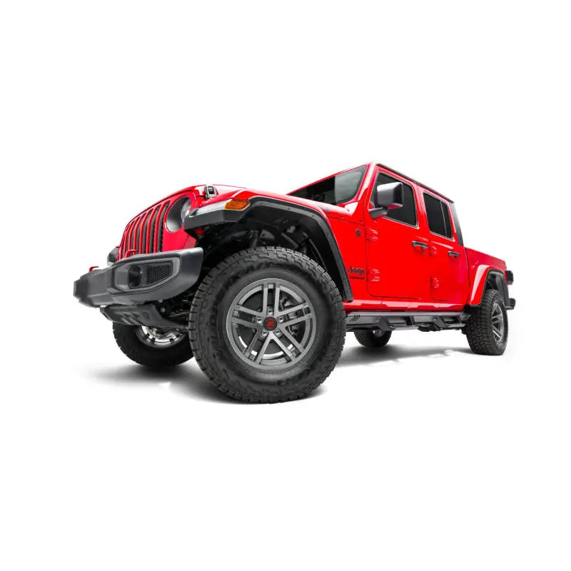 Keystone EXJ194T-TX Nerf Bar With Drop Down Steps; Angular Style Straight; Textured Powder Coated Black; Steel; Without End Caps; Rocker Panel Mount