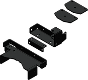 Black metal mounting brackets and plates for UTV track extension and track extension kits