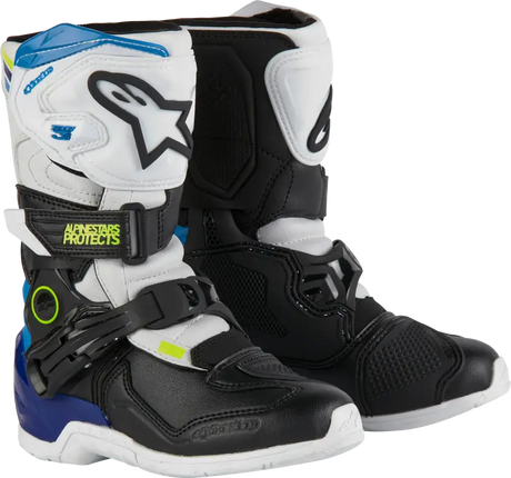 Tech 3s Kids Boots Wht/Blk/Enamel Blue Sz 11 - ALPINESTARS