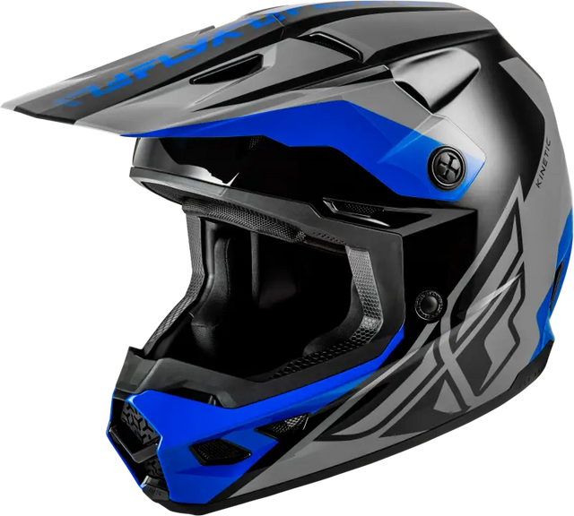 Kinetic Crest Helmet Grey/Black/Blue Lg - FLY RACING