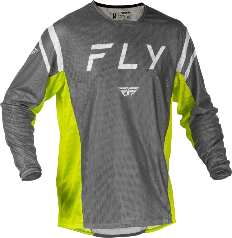 Kinetic Mesh Center Jersey Grey/White/Hi Vis Md - FLY RACING