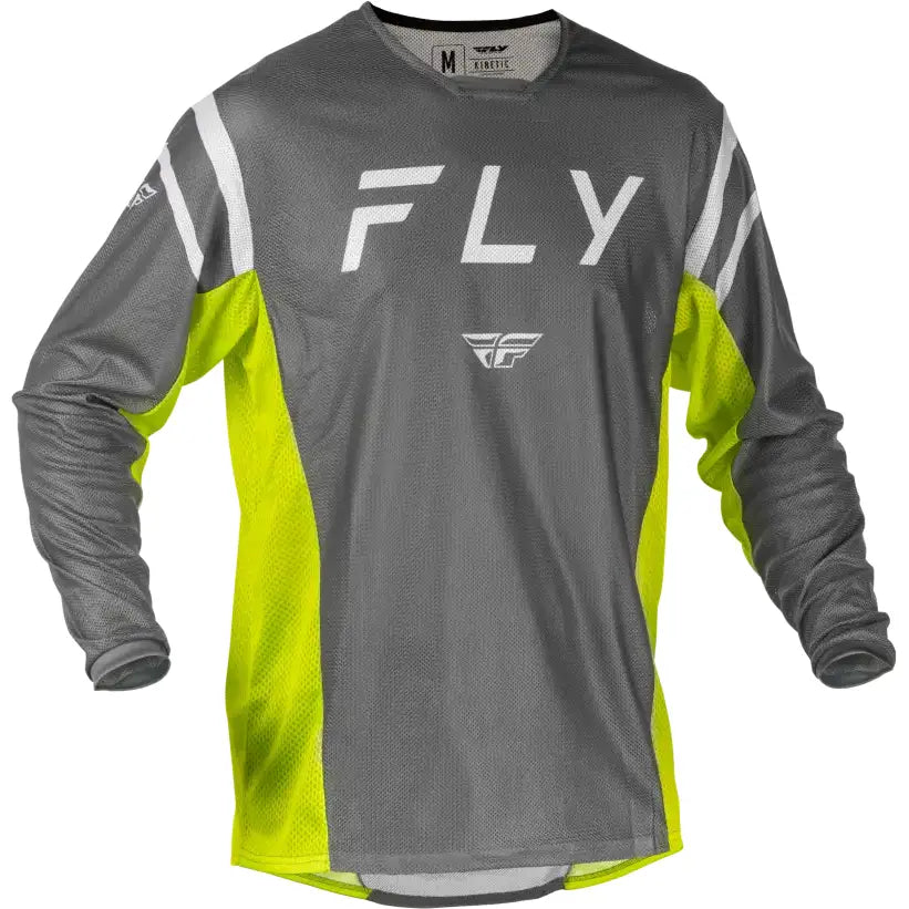 Kinetic Mesh Center Jersey Grey/White/Hi Vis Md - FLY RACING