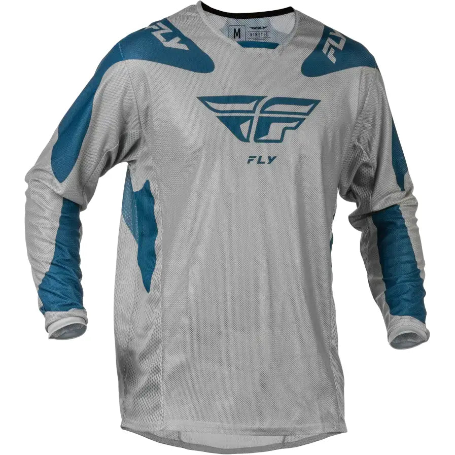 Kinetic Mesh Sym Jersey Grey/Blue Sm - FLY RACING