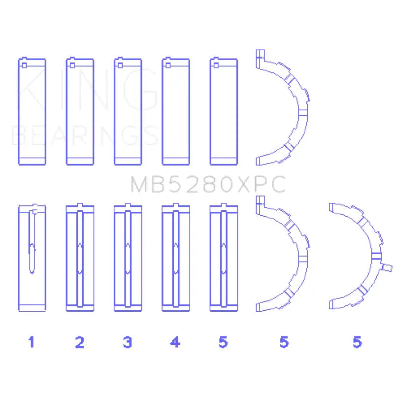 King Ford 4.6L/5.4L V8 SOHC (Size STD) Performance Coated Main Bearing Set - MB5280XPC