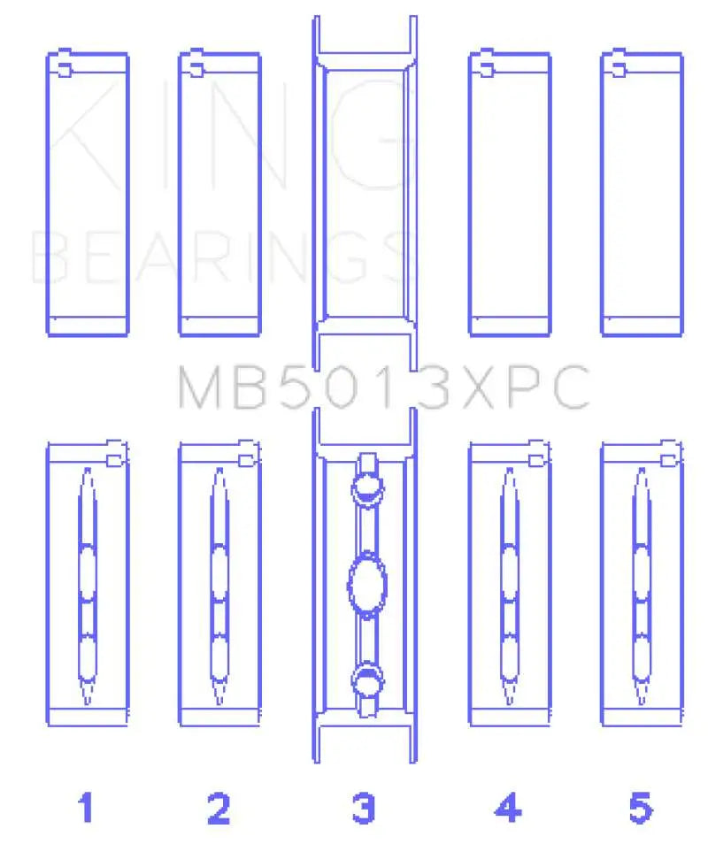 King GM Vortec / LS-Series Gen III / IV Crankshaft Main Bearing Set (Set of 5) 