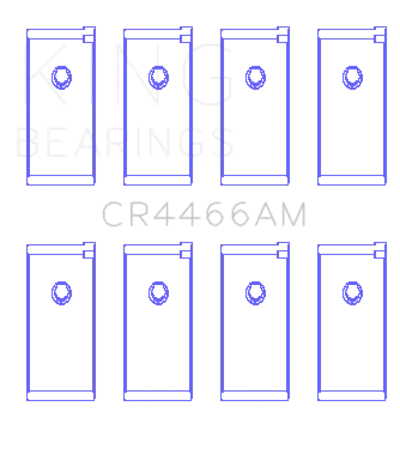 Blue-framed black rectangles of King Mitsubishi 4G52 connecting rod bearing set