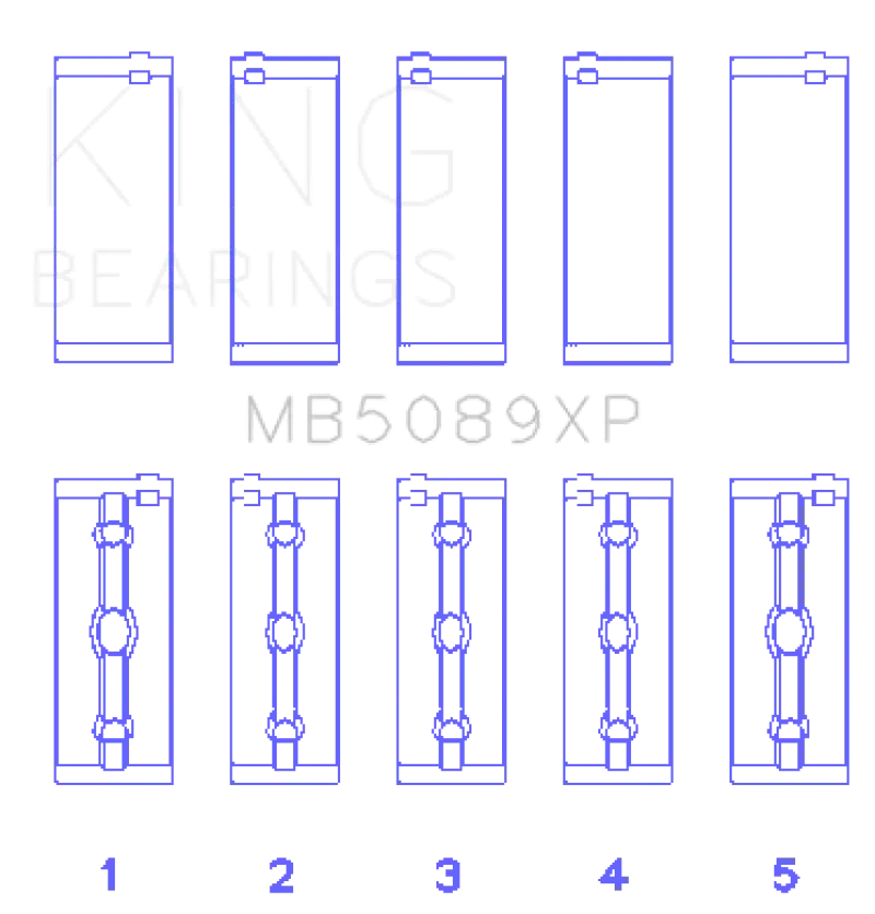 King Toyota 1RZ / 2RZ / 3RZ Crankshaft Main Bearing Set (Set of 5) - Truck & Automotive