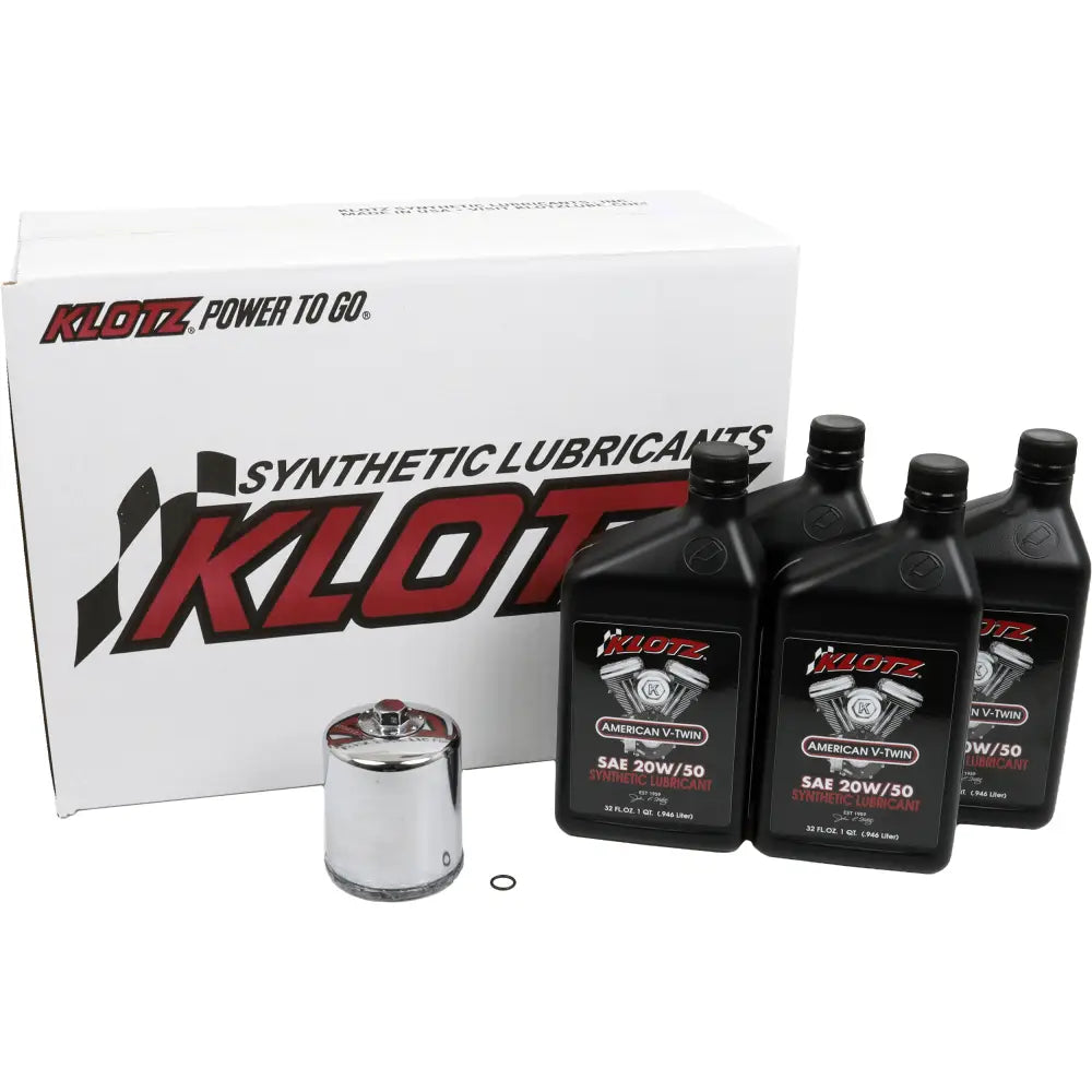 Klotz Basic 4 Quart Synthetic Engine Oil and Chrome Filter Kit Oil Change Kit KH-101 - 4QT