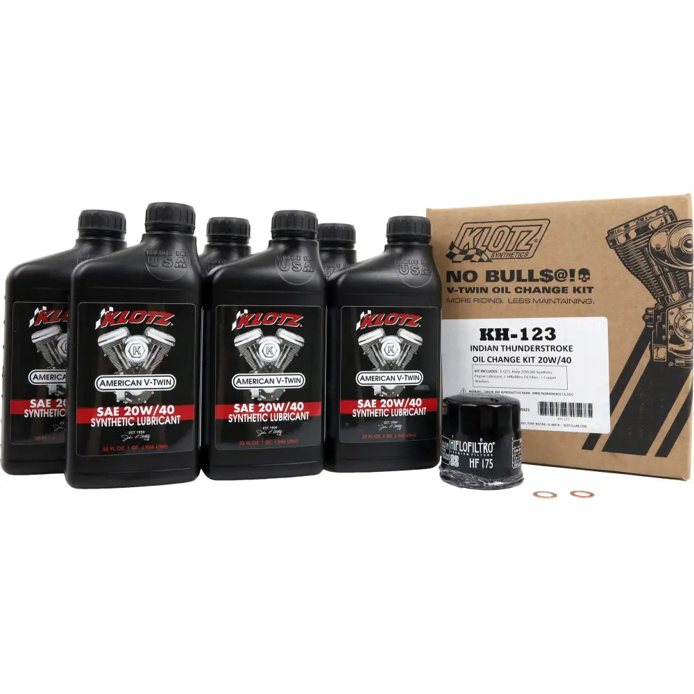 Klotz ® Motorcycle Thunderstoke Engine 15W-6 Synthetic Oil Change Kit Oil Change Kit KH-123 - Thunderstroke 6QT