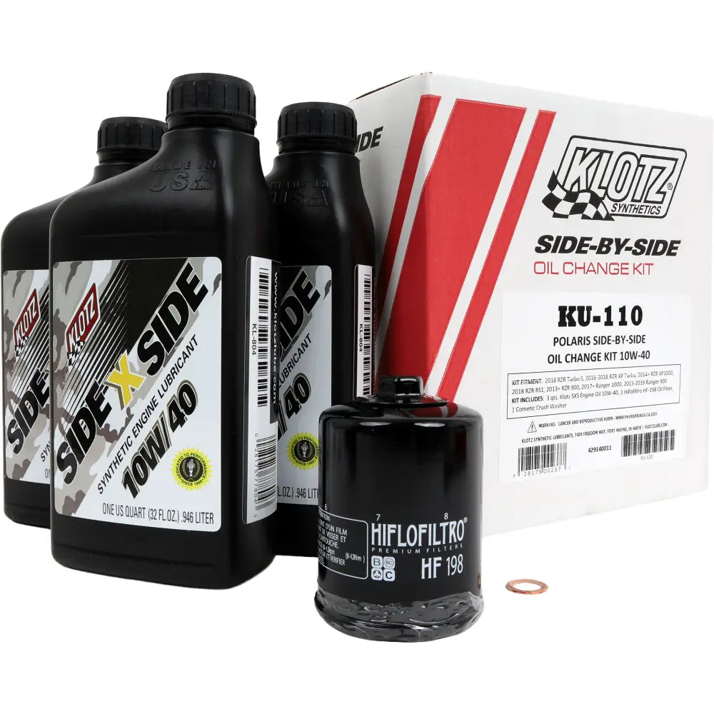 Klotz Side X Side Oil Change Kit Oil Change Kit KU-110 - Sxs 3QT Synthetic