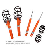 Orange suspension components with black springs.