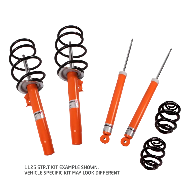 Orange suspension components with black springs.