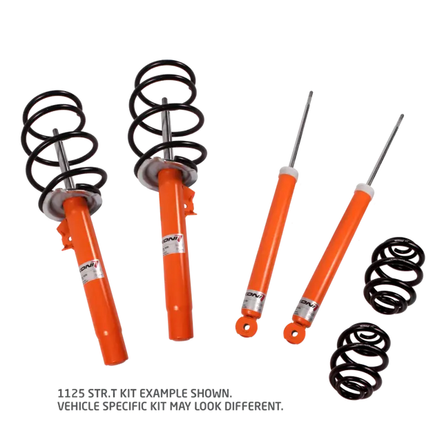 Orange suspension components with black springs.