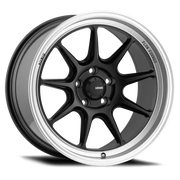 Black and silver Konig Countergram wheel with matte black finish and machined lip