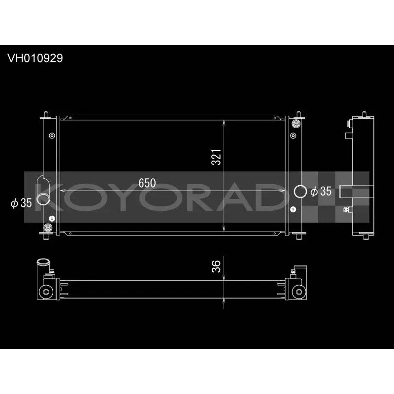 Koyo VH010929 Koyo 00-05 Toyota MR2 Spyder 1.8L I4 MT (Manual Transmission) All-Aluminum Radiator