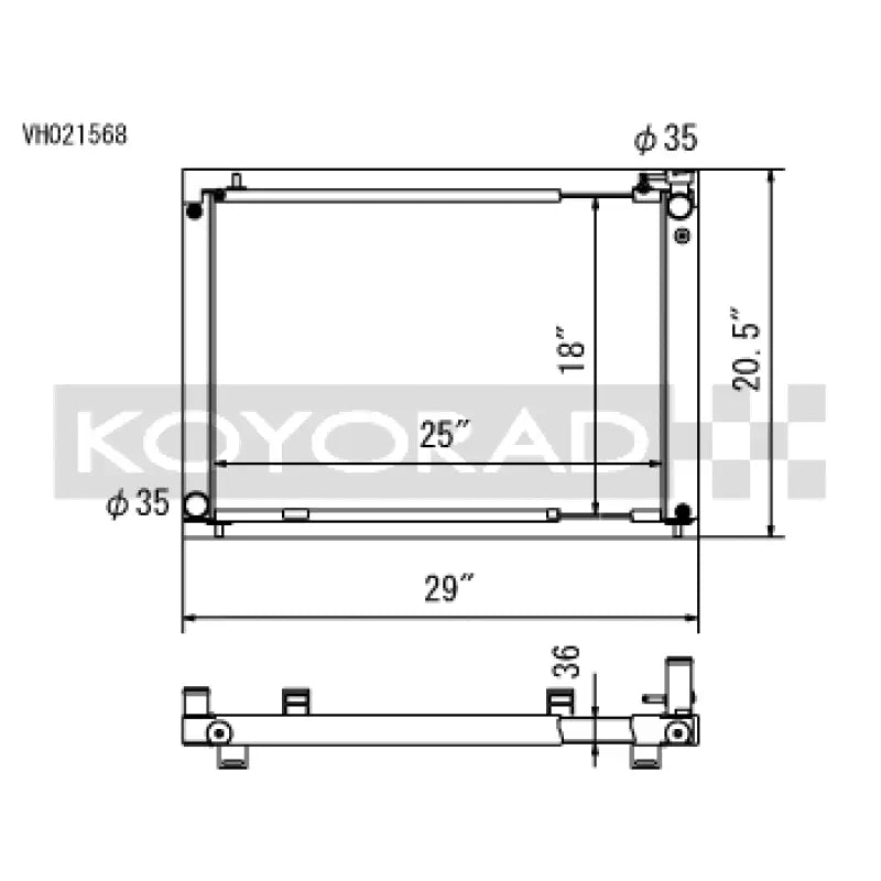 Koyo VH021568 Koyo 03-06 Nissan 350Z VQ35DE (MT) Cross Flow Radiator