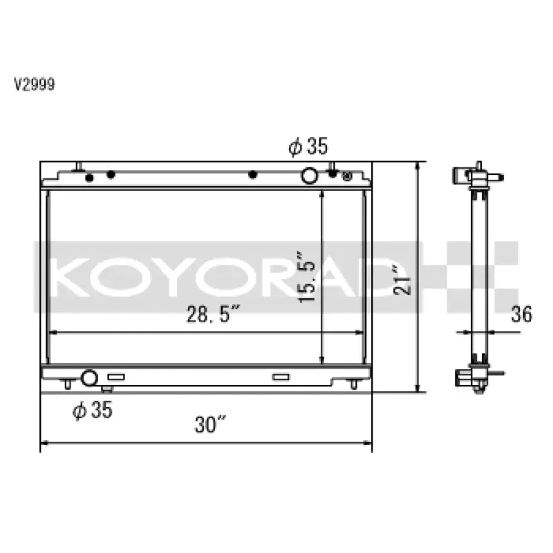 Koyo V2999 Koyo 07-08 Nissan 350Z VQ35HR (MT) Radiator