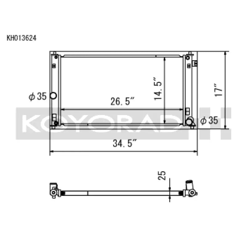 Koyo KH013624 Koyo 2019+ Toyota Corolla Hatchback 6MT and CVT (E210 Chassis) All Aluminum Radiator