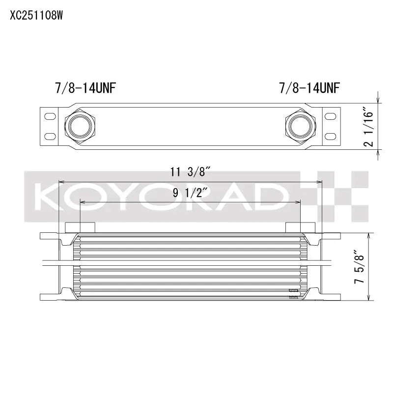 Koyo XC251108W Koyo 25 Row Oil Cooler 11.25in x 7.5in x 2in (AN-10 ORB provisions)