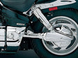 Chrome motorcycle suspension and wheel with Kuryakyn 8inch Billet Handlebar Risers