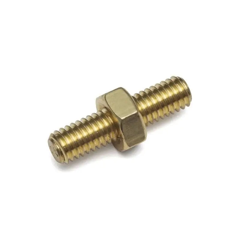 Brass double-ended threaded stud with hex nut for Kuryakyn antenna adapter installation