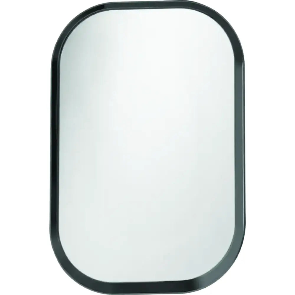 Rounded rectangular mirror with dark frame, perfect antenna hole filler for cars