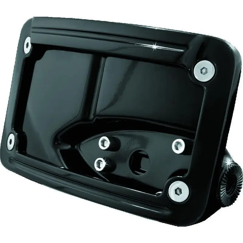 Kuryakyn 3125 Kuryakyn Curved Horizontal Mount Side License Plate Holder Gloss Black - 3125