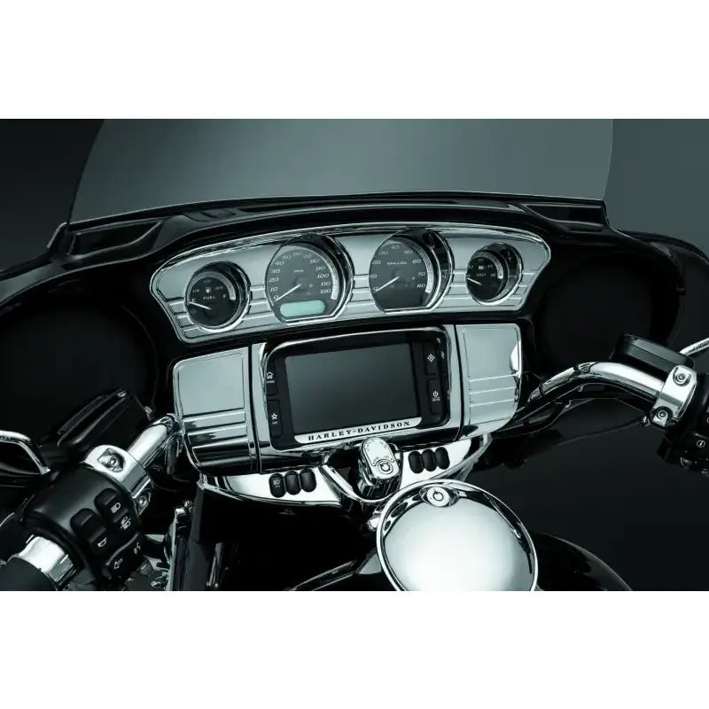 Kuryakyn Deluxe Tri-Line Stereo Trim Kit 14-Up Touring Models Chrome - Kuryakyn