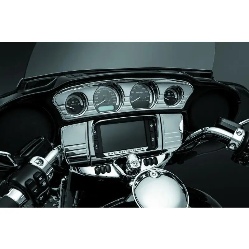 Kuryakyn 7240 Kuryakyn Deluxe Tri-Line Stereo Trim Kit 14-Up Touring Models Chrome