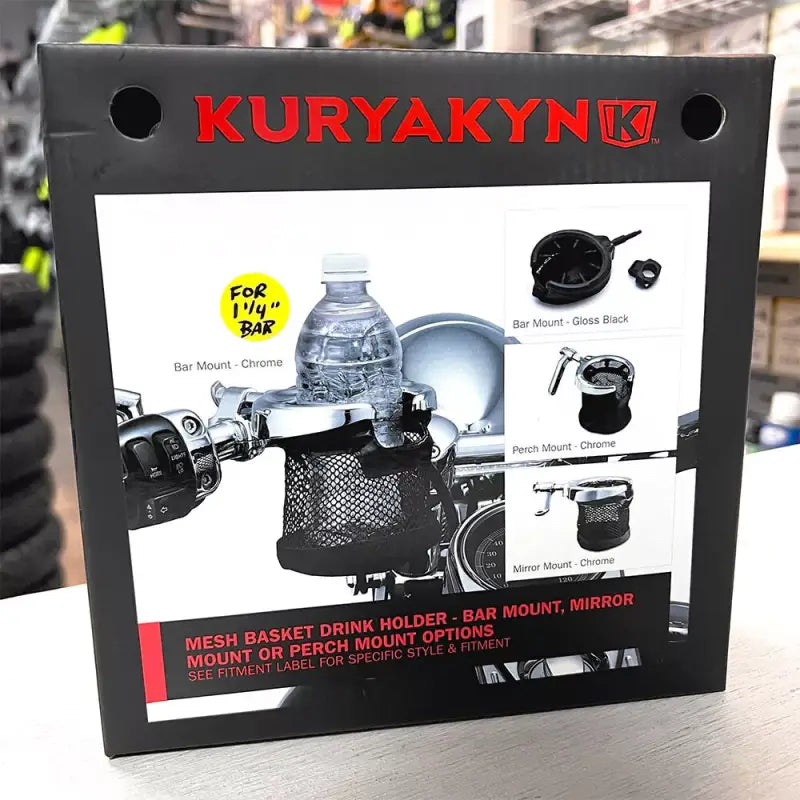 Kuryakyn Drink Holder With Basket 1-1/4in Mount Chrome - 1475 - Interior Accessories